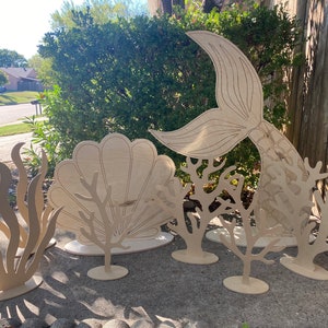 Under the Sea, Coral Reefs, Mermaid Tail, Sea Shell, Coral Reef Wood Cutouts, Under the Sea Party, Mermaid decorations, Little Mermaid Party