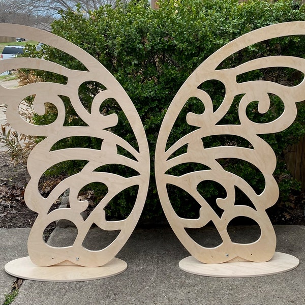 Elegant Butterfly Prop: 4ft and 5ft Double Butterfly Wings | Wood Cutout | Butterfly Party Decor | Mariposa de Madera