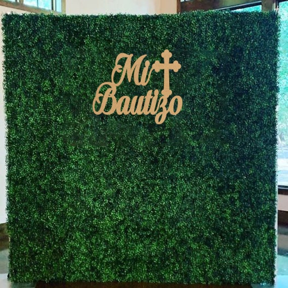 Letrero de madera con texto en inglés «Mi Bautizo», suministros de madera  para baby shower, decoraciones de mi bautizo, adornos decorativos para