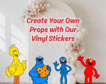 Sesame Props, Large Props, Elmoo Props, DIY Props, Sesamee theme, Sesamee Birthday Party, Sesamee Cutouts, DIY cutouts