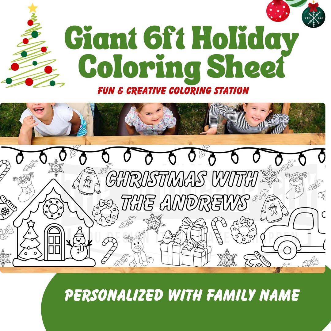Giant Christmas Coloring Sheet, Coloring Holiday Tablecloth, Large ...