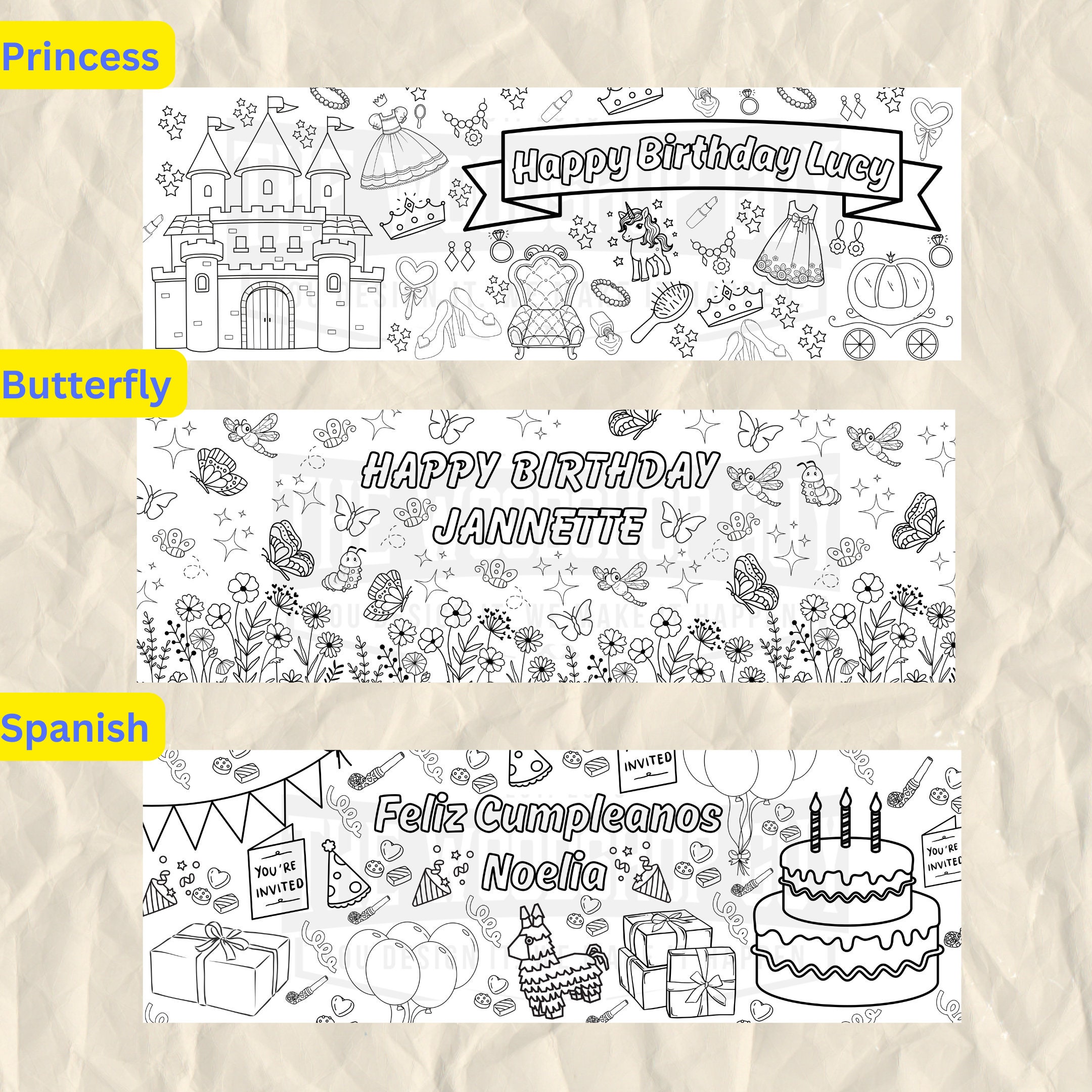 Birthday Party Giant Coloring Paper, Birthday Party Table Runner ...