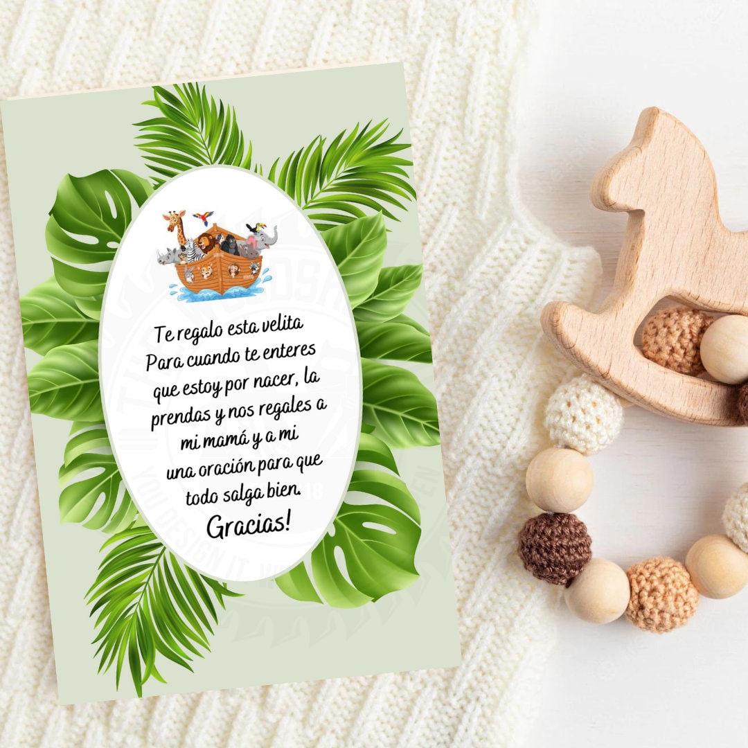 Spanish Baby Shower Card , Spanish Favor Cards, Candle Favors, Recuerdo Para  Baby Shower, Oracion Para Bebe, Safari Theme Shower - Etsy Sweden, image size:1080x1080