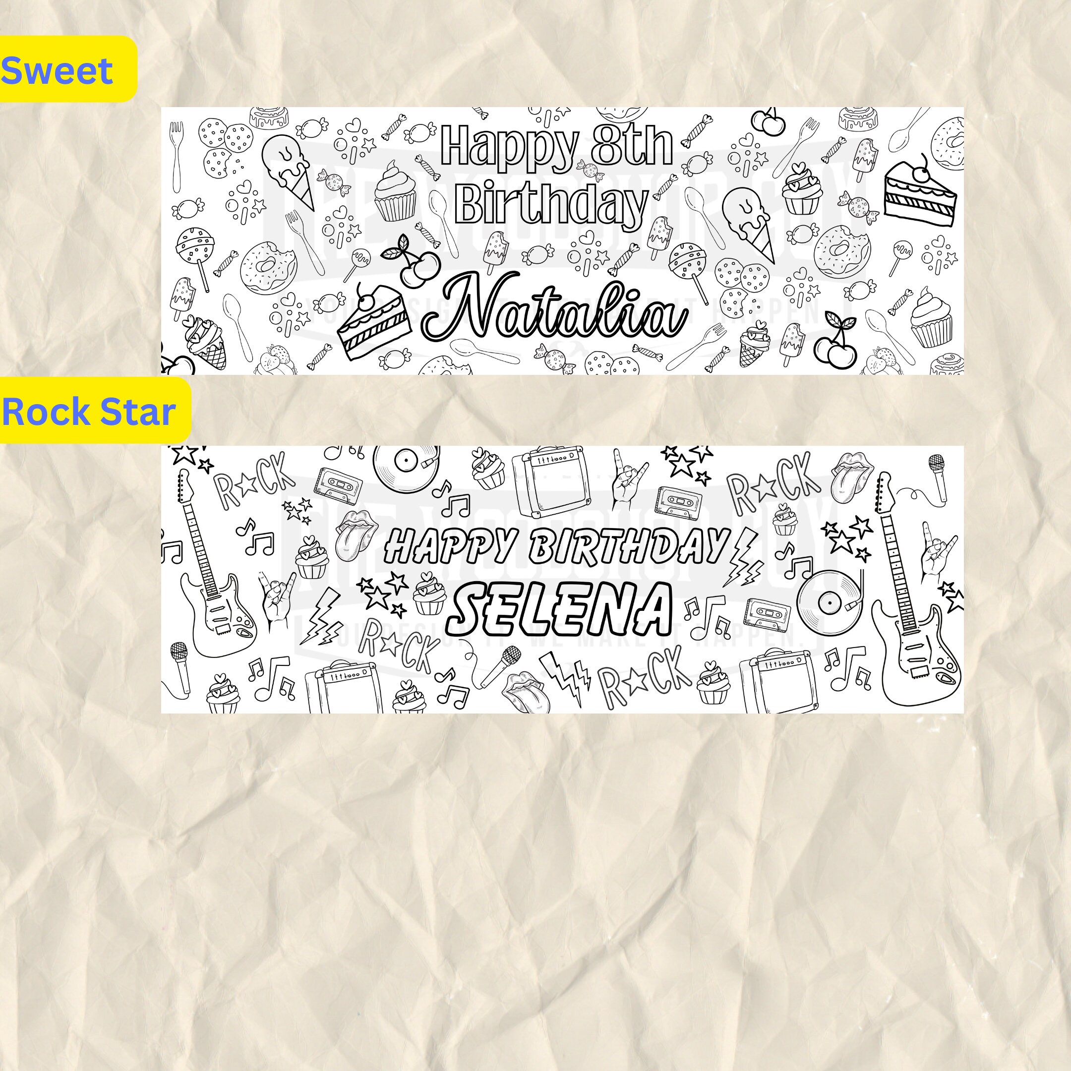 Birthday Party Giant Coloring Paper, Birthday Party Table Runner ...