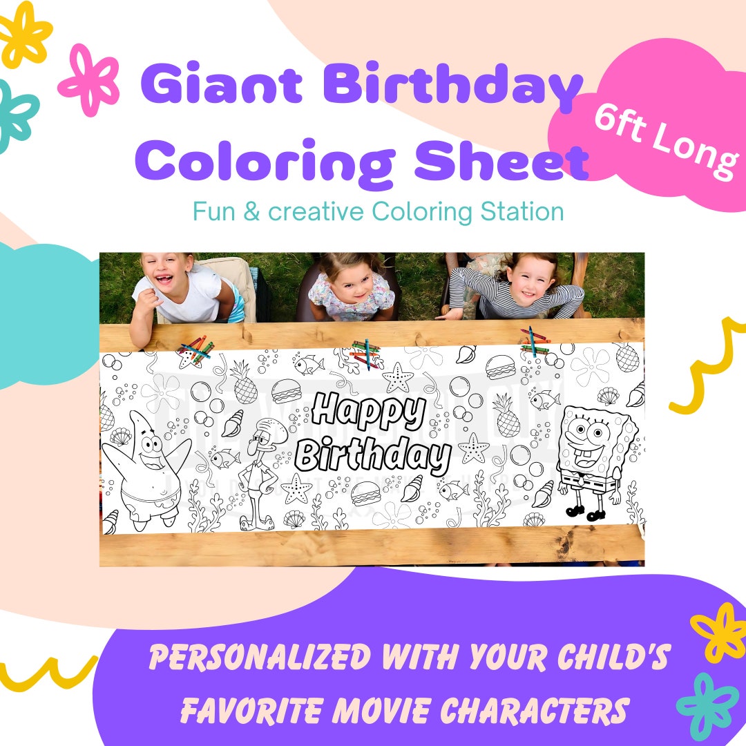 Birthday Party Giant Coloring Paper, Birthday Party Table Runner ...