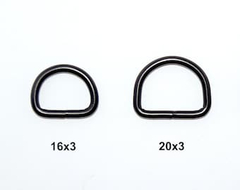 5 x  D-Ring 16mm - 30mm Stahl schwarz matt