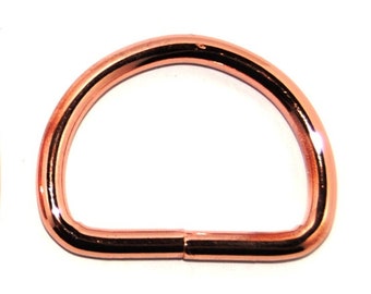 5 x D-Ring 30mm Stahl geschweißt roségold rosegold Halbrundring