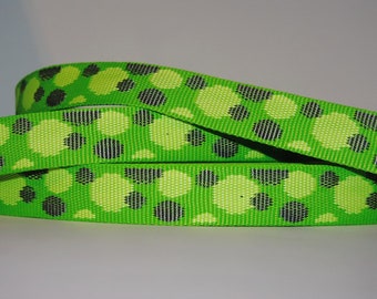 Mustergurtband Circles grün / grau  25mm