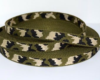 Mustergurtband Camouflage oliv 15mm