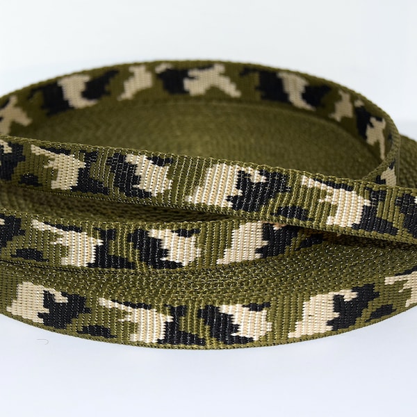 Mustergurtband Camouflage oliv 15mm