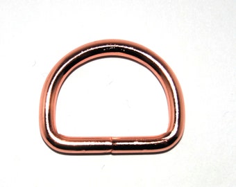 5 x D-Ring 20mm Stahl geschweißt roségold Halbrundring