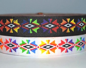Cinta tejida patrón azteca 20 mm blanca o negra