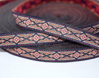 6 x 0.5 m woven ribbon Lava dark blue-red-white 12 mm