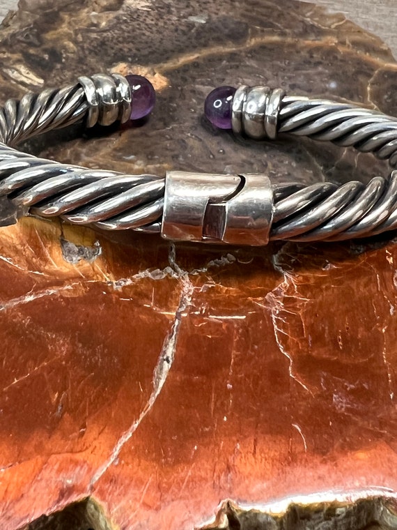 Sterling amethyst hinged bangle - image 4
