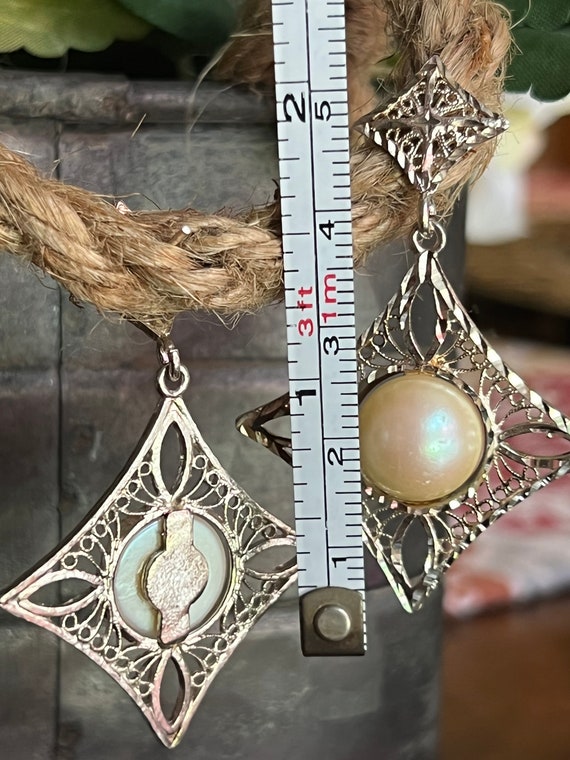 Sterling triangular shaped dangle earrings with f… - image 2