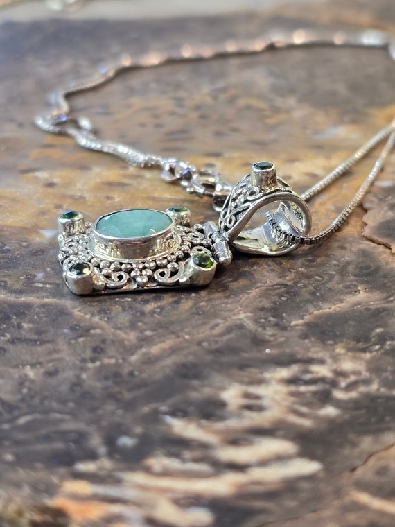 Sterling and green adventurine ring  with chrome … - image 5