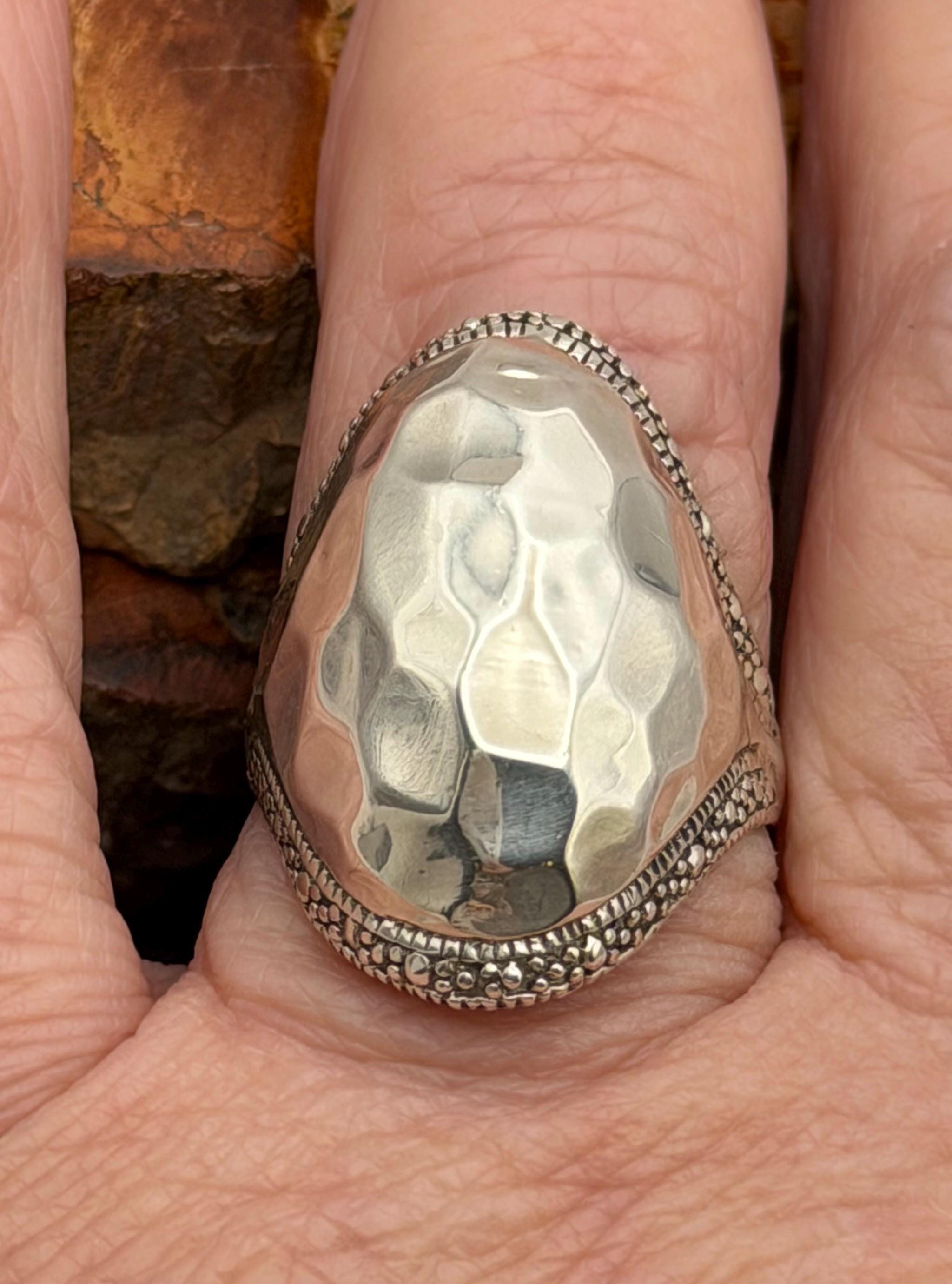 Sterling Silver Hammered Ring - Etsy