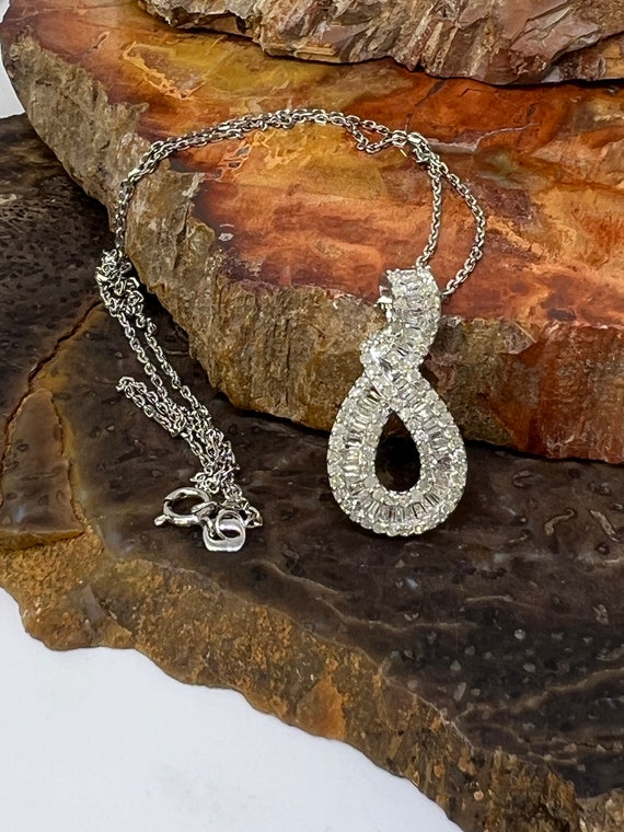 Diamond sterling silver bypass necklace