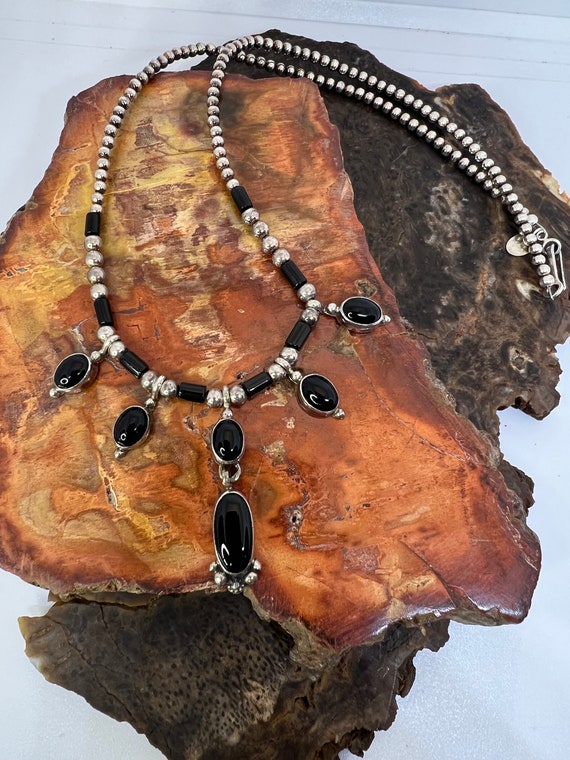Sterling and black onyx necklace