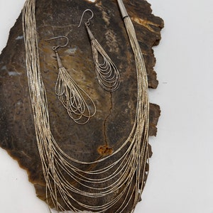Navajo liquid sterling necklace and earrings set