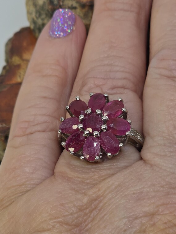 Sterling ruby and diamond ring - image 4