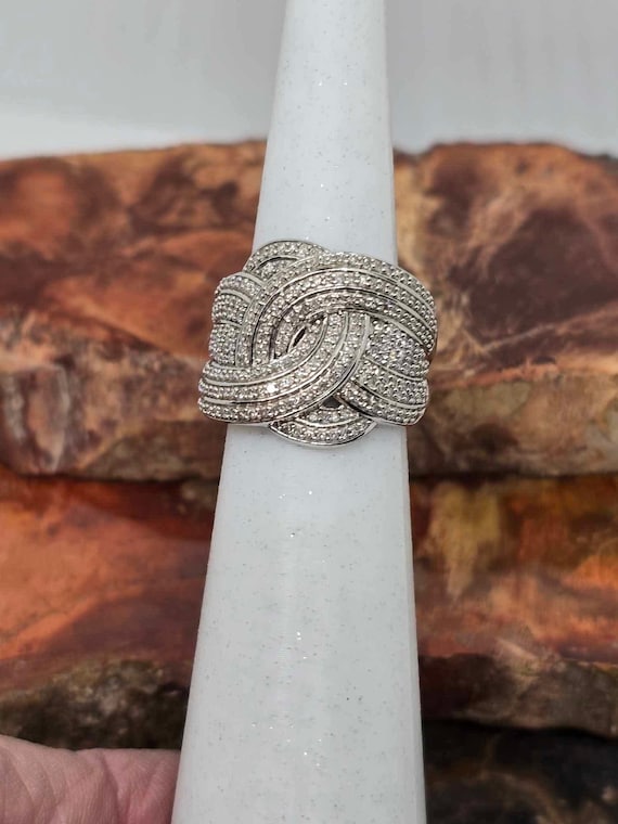 Sterling silver and diamond statement ring - image 6