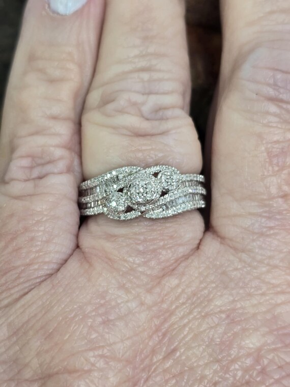 Sterling silver multi diamond ring - image 2