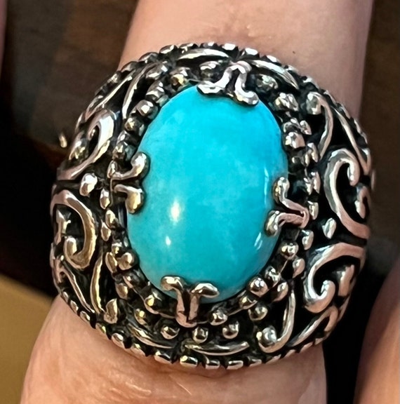 Sterling Vintage designer  turquoise ring - image 1
