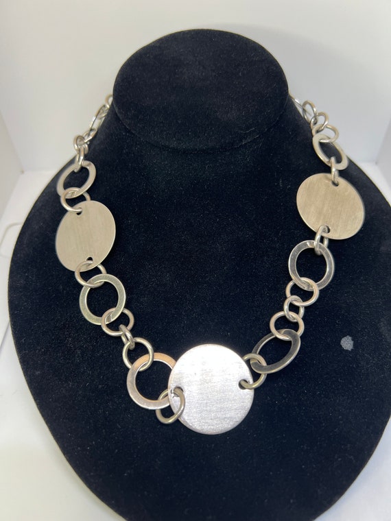 Sterling silver circle statement necklace - image 1