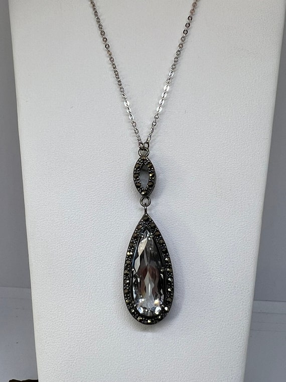 Sterling silver large stone with marcasite