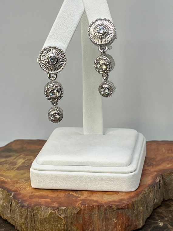 Three stone Designer JR dangle earrings