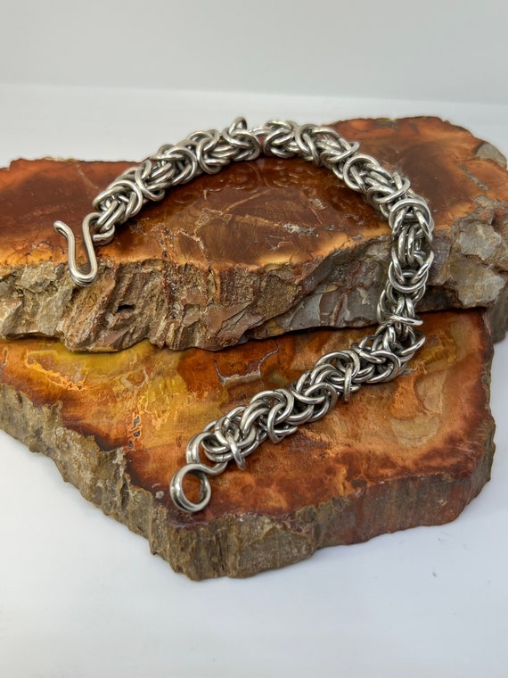 Sterling squared byzantine bracelet - image 2