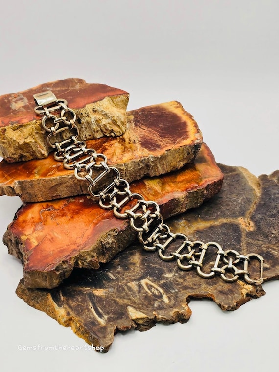 Sterling silver ladder link bracelet