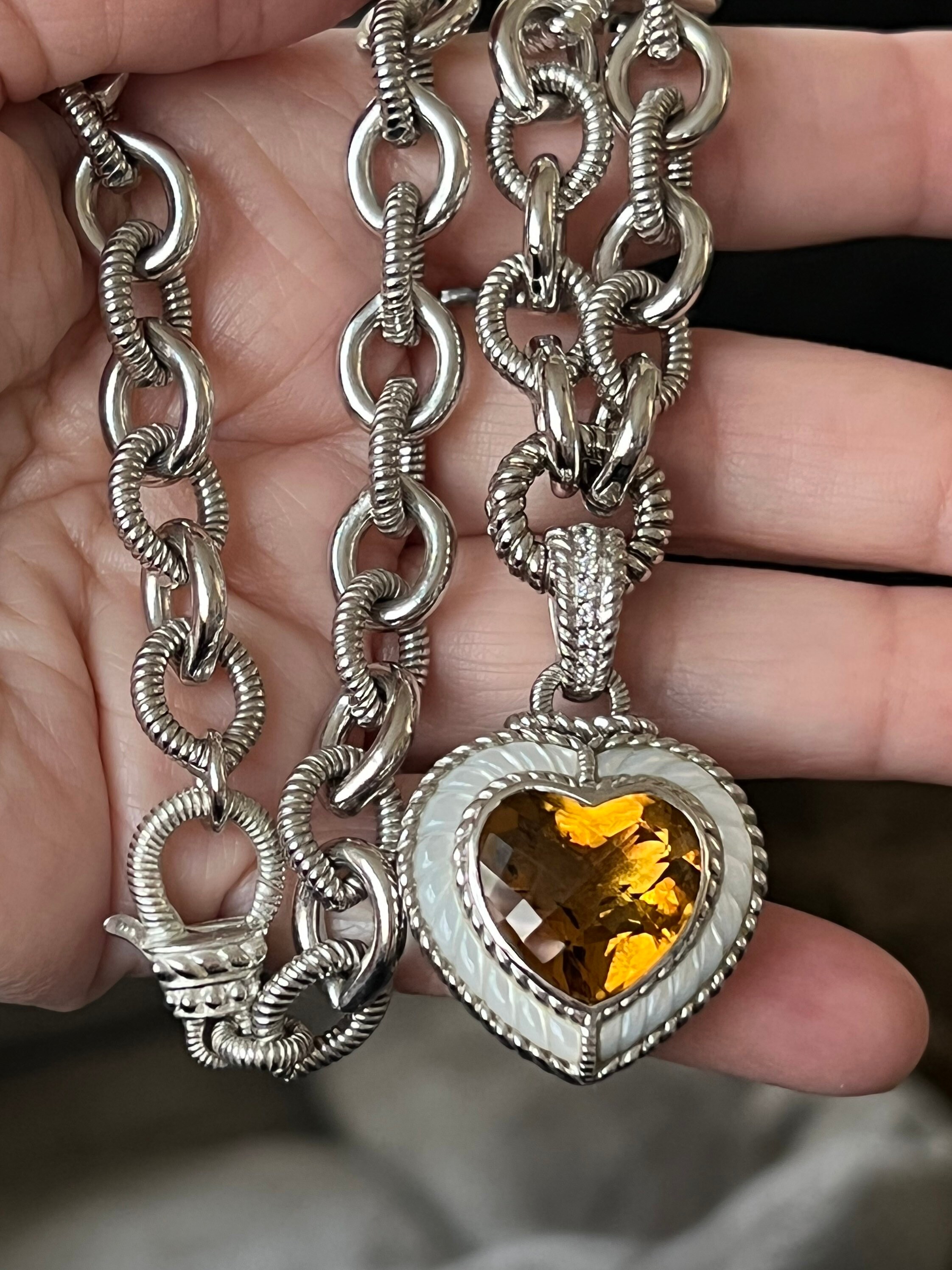 chigo 高山都コラボ Citrine Heart Pierce chiara ferragni diamond heart yg necklace 37cm + 5cm tennis