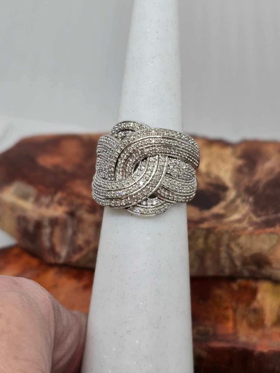 Sterling silver and diamond statement ring - image 5