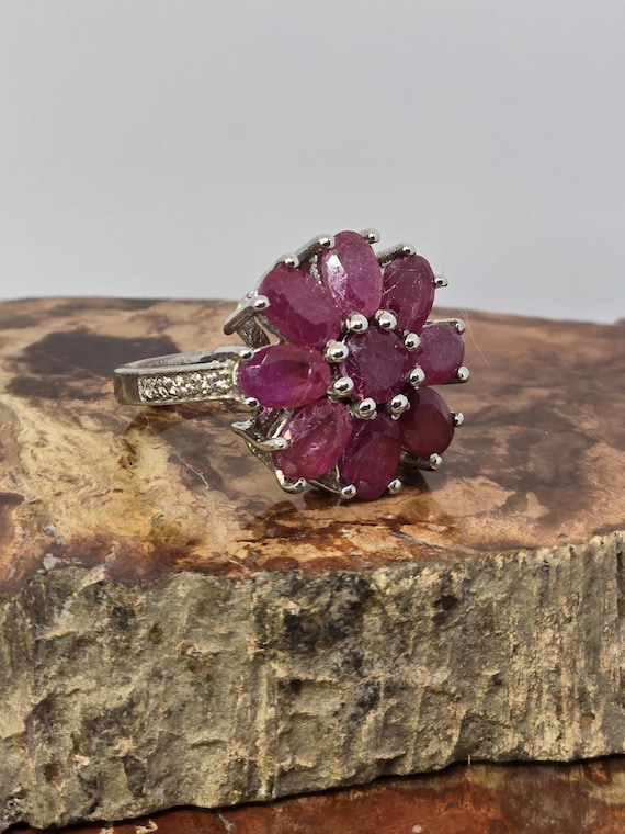 Sterling ruby and diamond ring - image 1