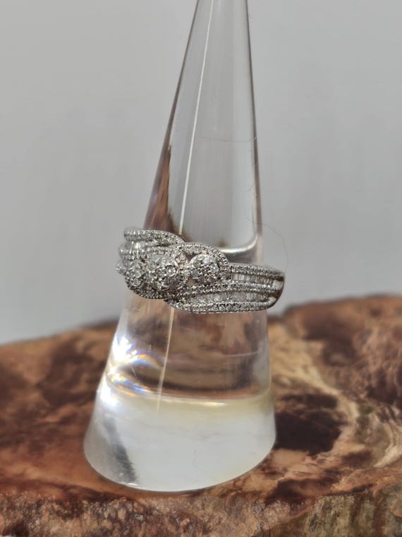 Sterling silver multi diamond ring - image 5