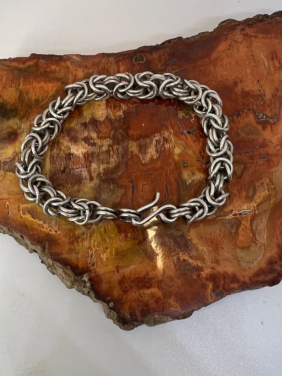 Sterling squared byzantine bracelet - image 1