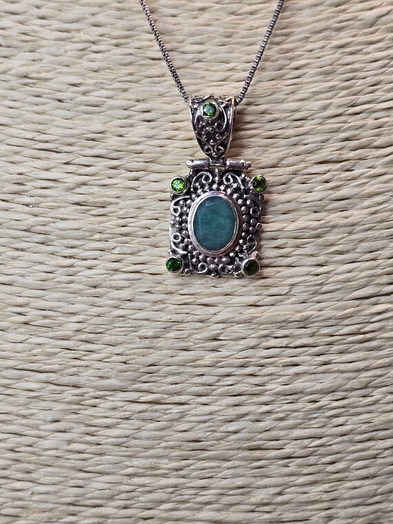 Sterling and green adventurine ring  with chrome … - image 2