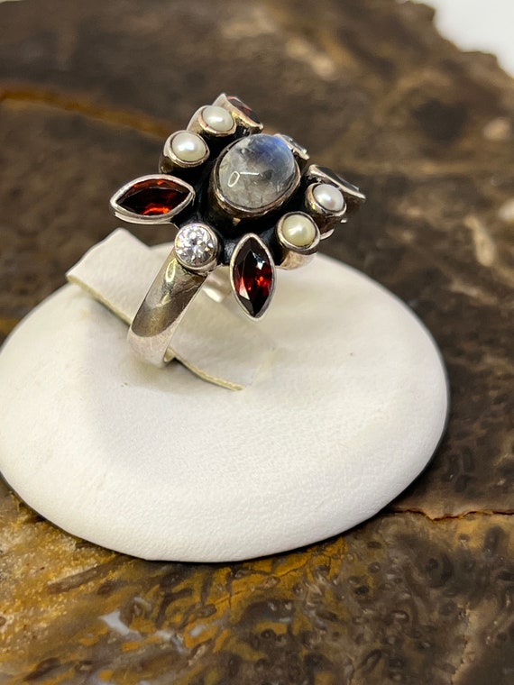 Sterling and multi stone designer ring