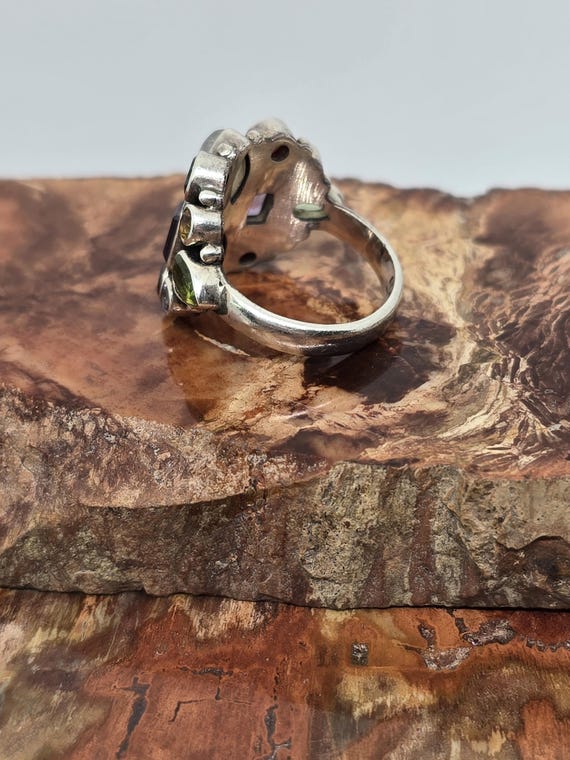 Multi stone designer NB sterling silver ring - image 6