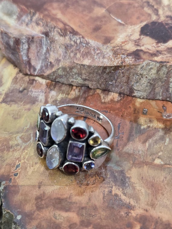 Multi stone designer NB sterling silver ring - image 3