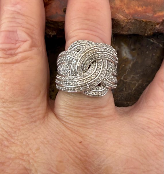 Sterling silver and diamond statement ring - image 9