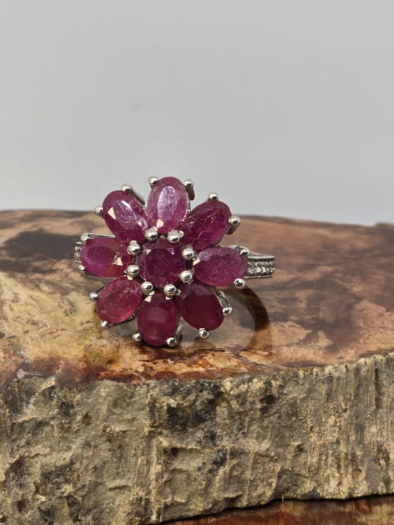 Sterling ruby and diamond ring - image 2
