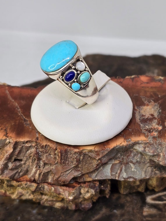 Multi stone and Sterling ring - image 2