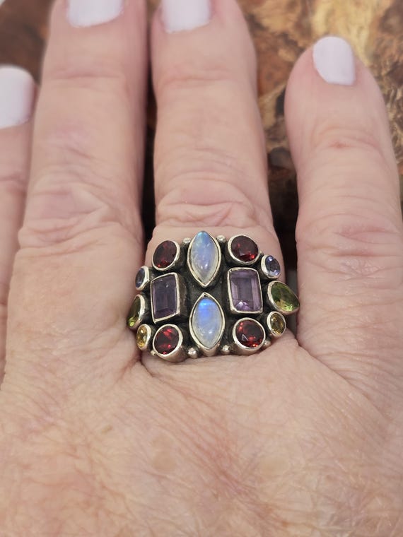 Multi stone designer NB sterling silver ring - image 8