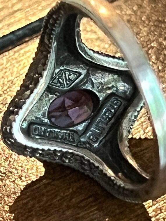 JJ vintage  amethyst and marcasite ring - image 4