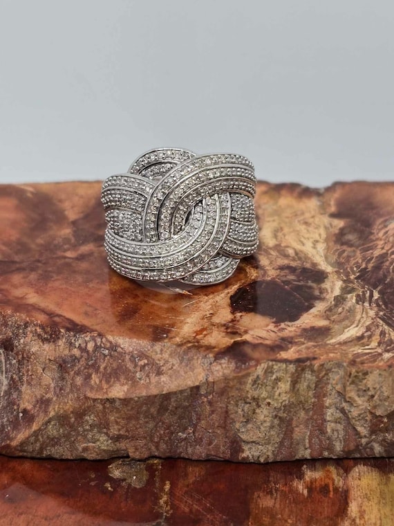 Sterling silver and diamond statement ring - image 4