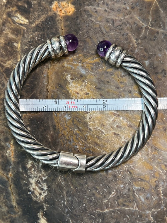 Sterling amethyst hinged bangle - image 5