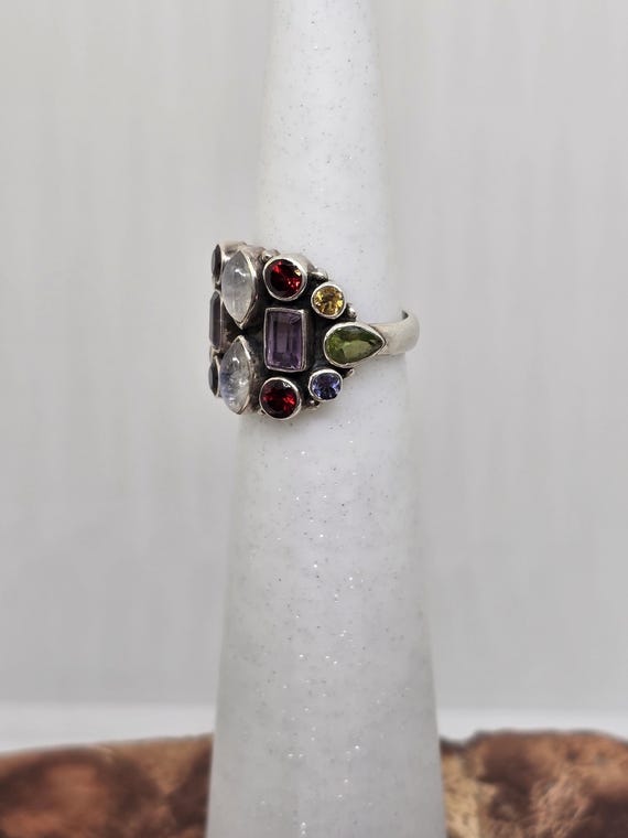 Multi stone designer NB sterling silver ring - image 5